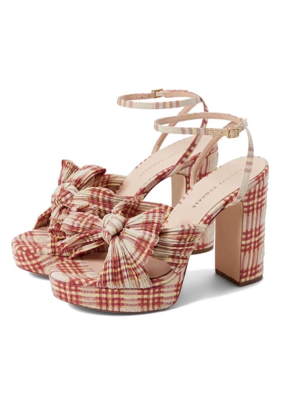Loeffler Randall Pink Plaid Platform Sandals with Bow